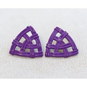 Vintage Purple Crisscross Round Triangle Stud Earrings - K1